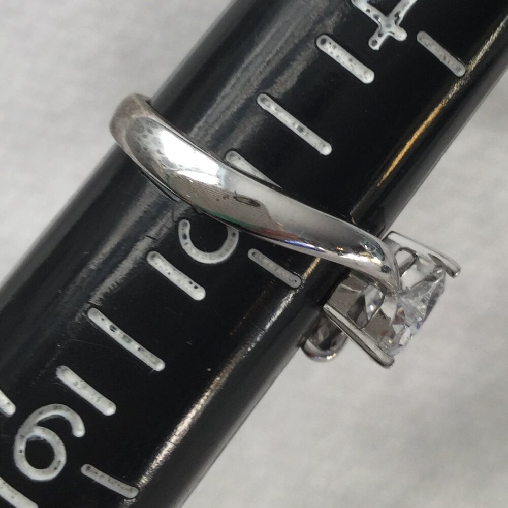 Sterling Silver Heart Solitaire Ring Simulated Di… - image 6